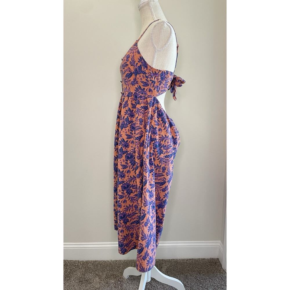 Universal Thread Orchid Floral Button Down Dress Tie Back Midi Sienna Blue XL - Picture 10 of 14